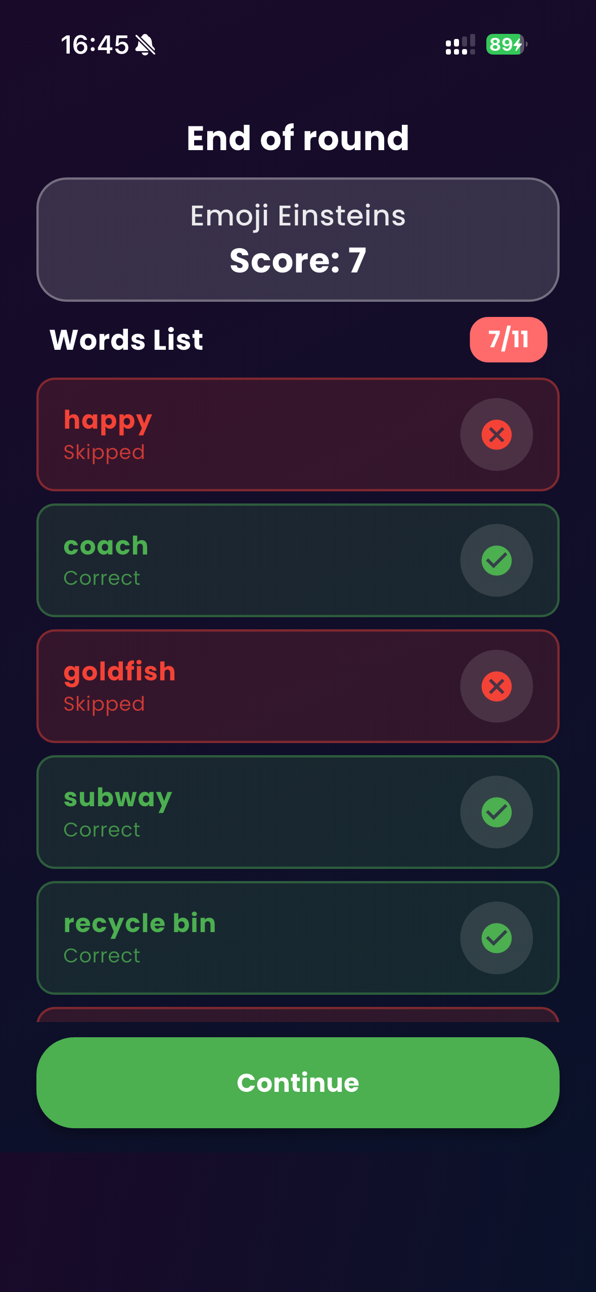 Alias end round scores