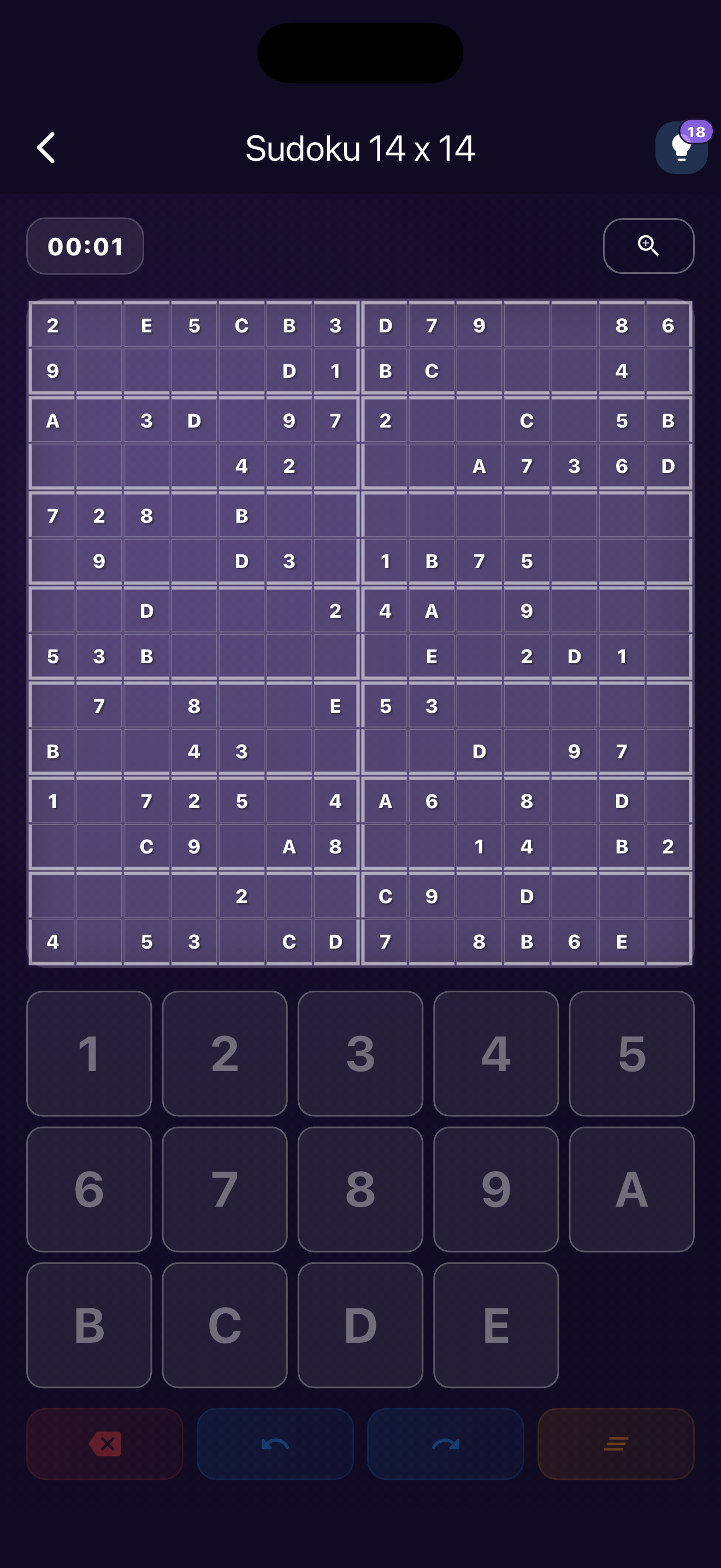 Sudoku Infinity gameplay screen